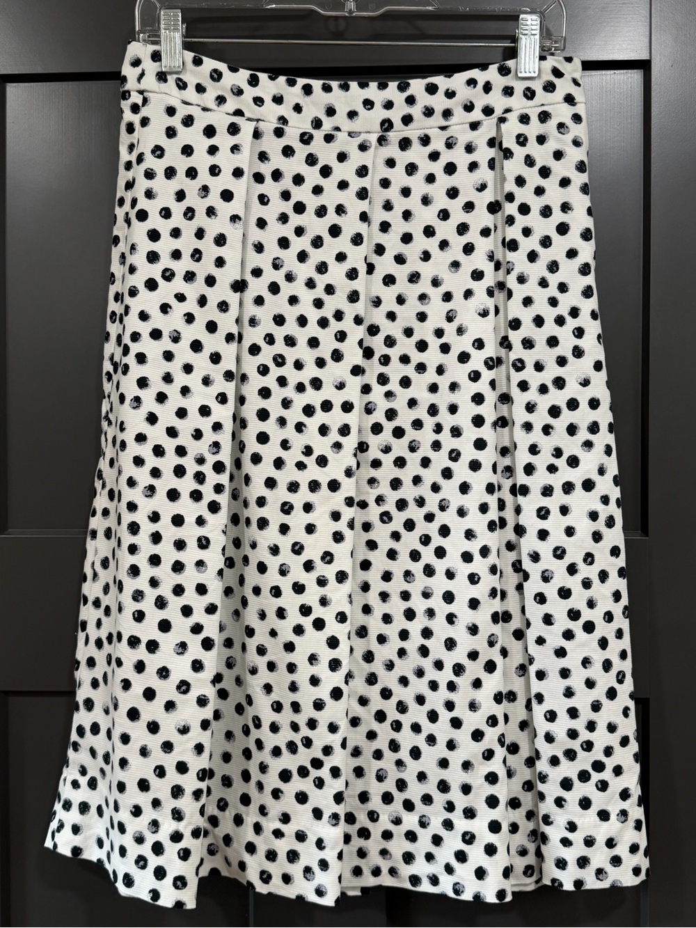 Who What Wear Black and White Polka Dot A-Line Midi Skirt